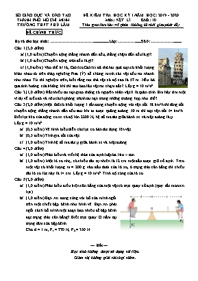 Đề kiểm tra học kỳ I môn Vật lý Lớp 10 - Năm học 2019-2020 - Trường THPT Phú Lâm (Có đáp án)